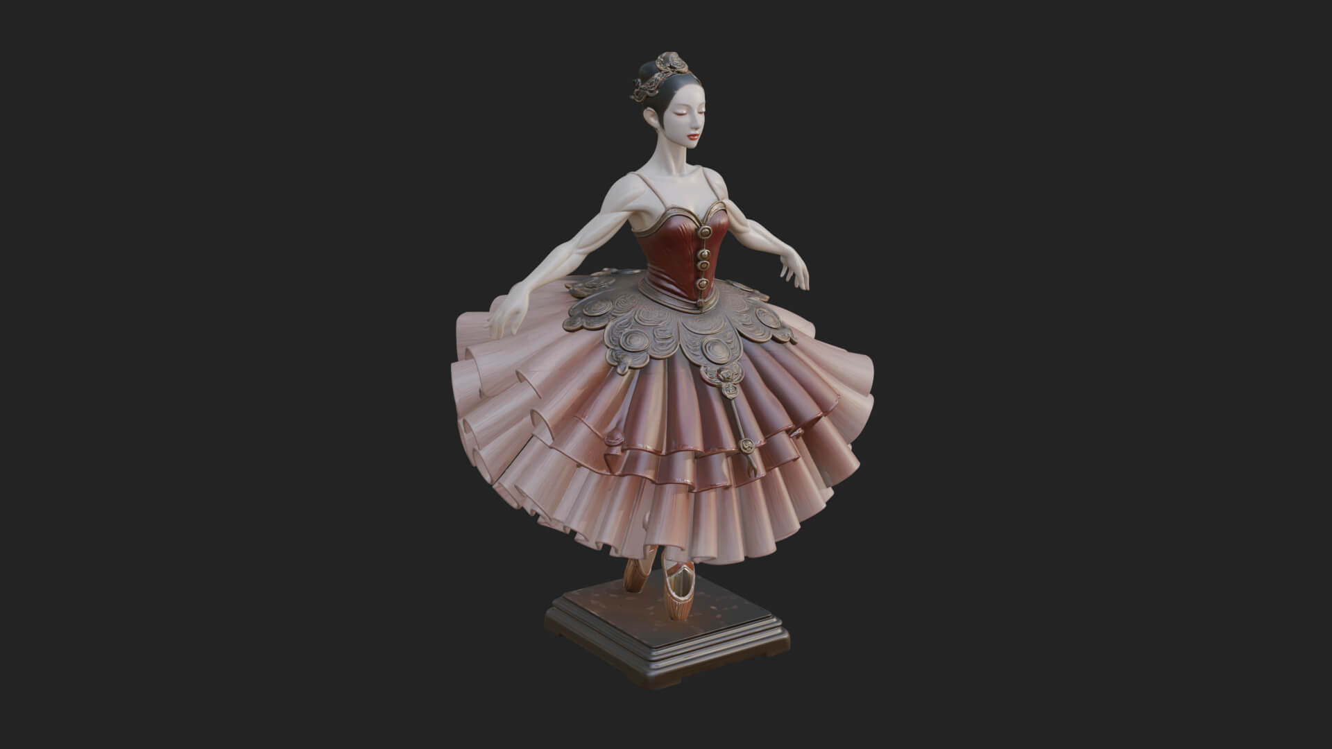 Dancing Ballet Lady Statue Design 7 3D Print Model 3D Model
