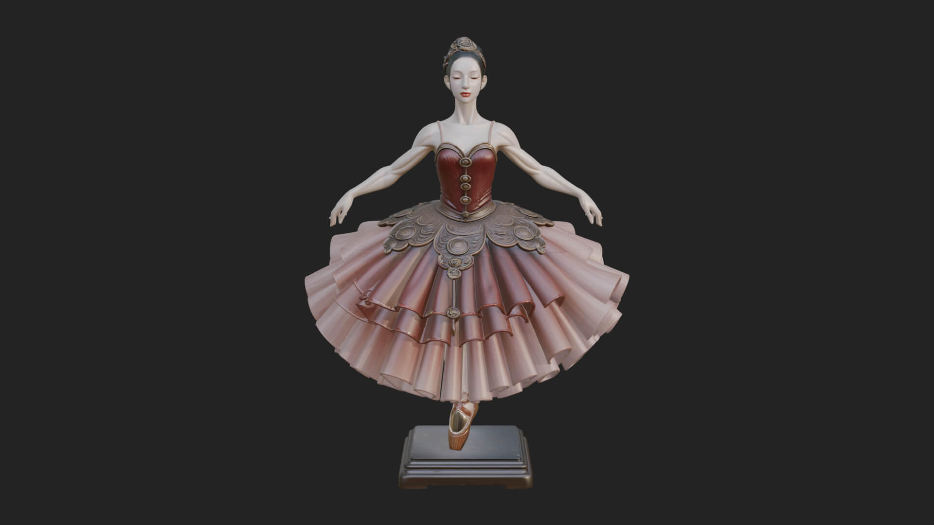 Dancing Ballet Lady Statue Design 7 3D Print Model 3D Model