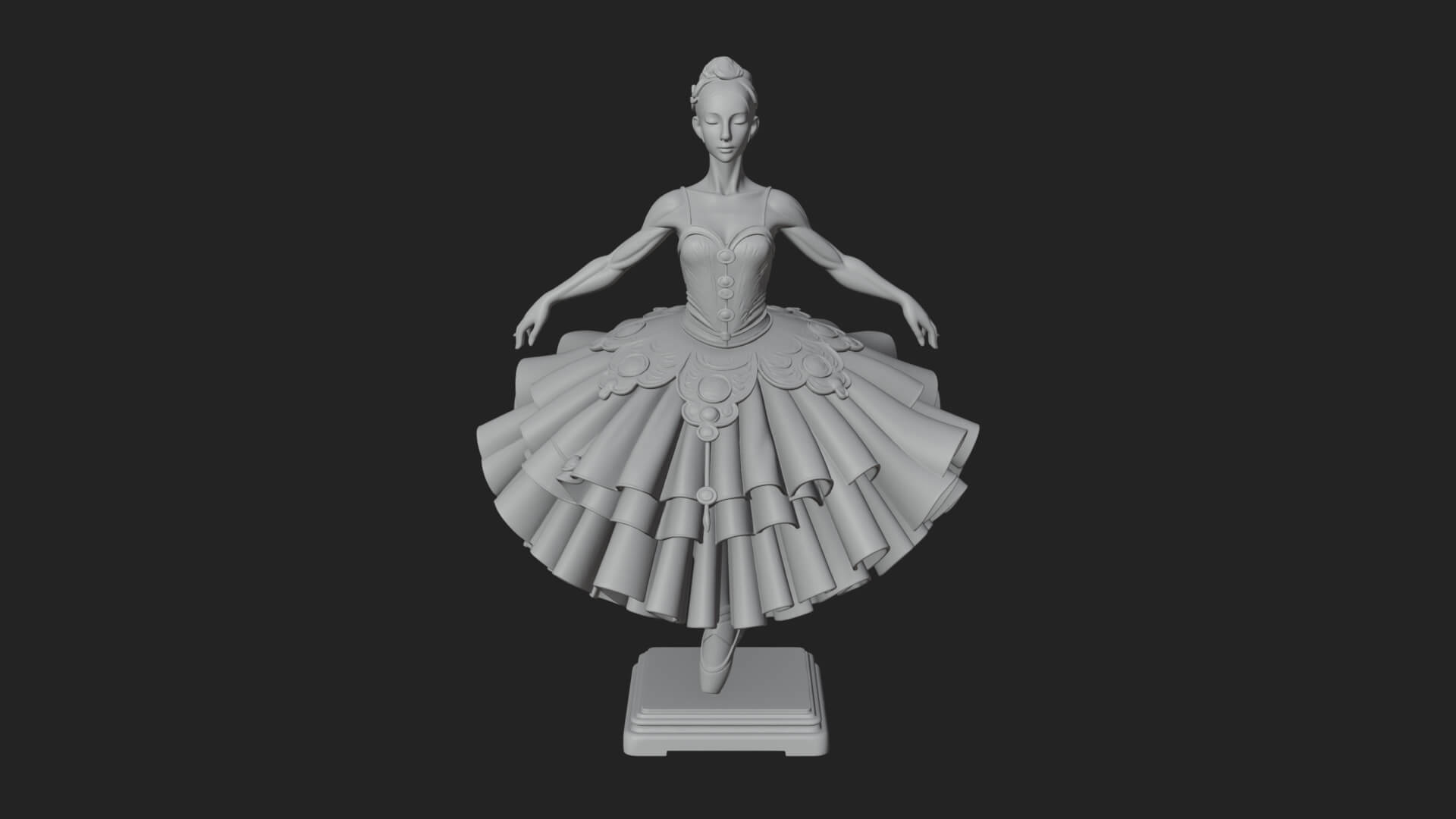 Dancing Ballet Lady Statue Design 7 3D Print Model 3D Model