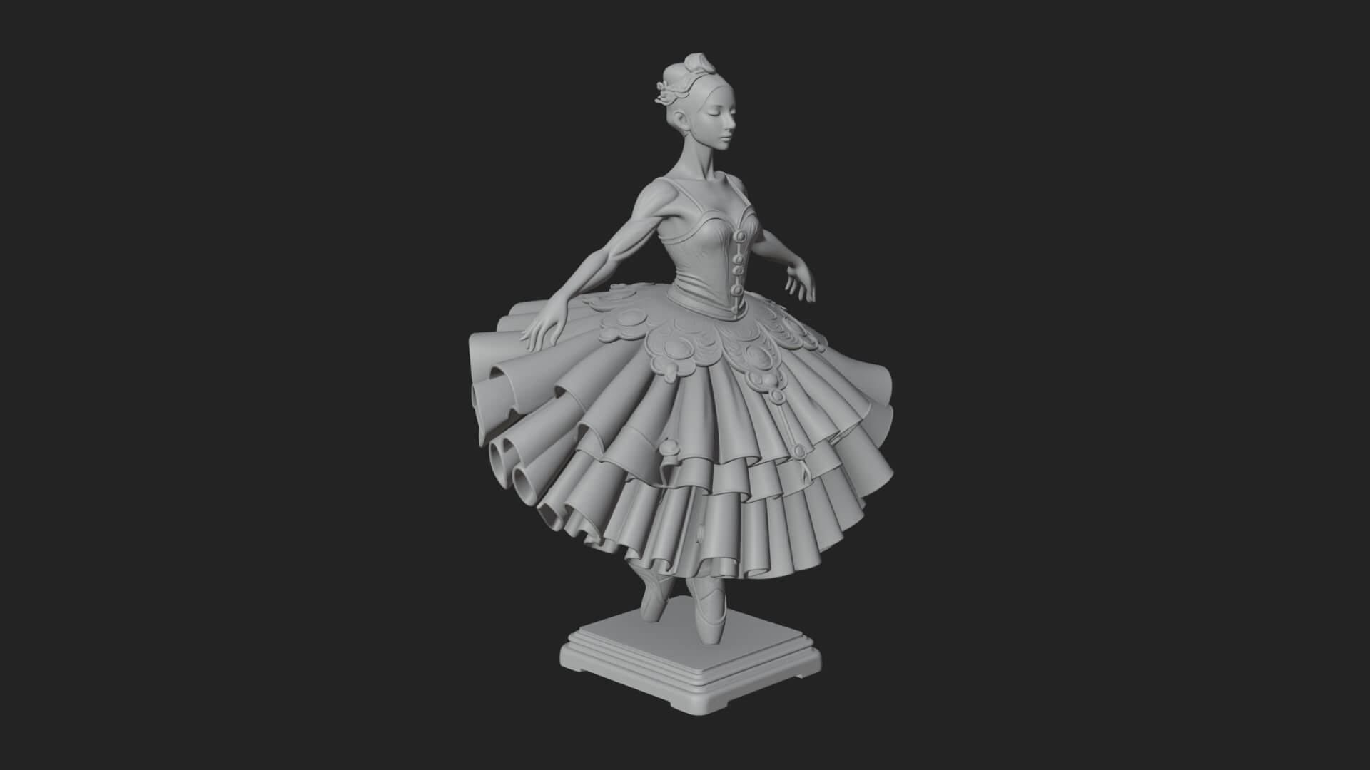 Dancing Ballet Lady Statue Design 7 3D Print Model 3D Model