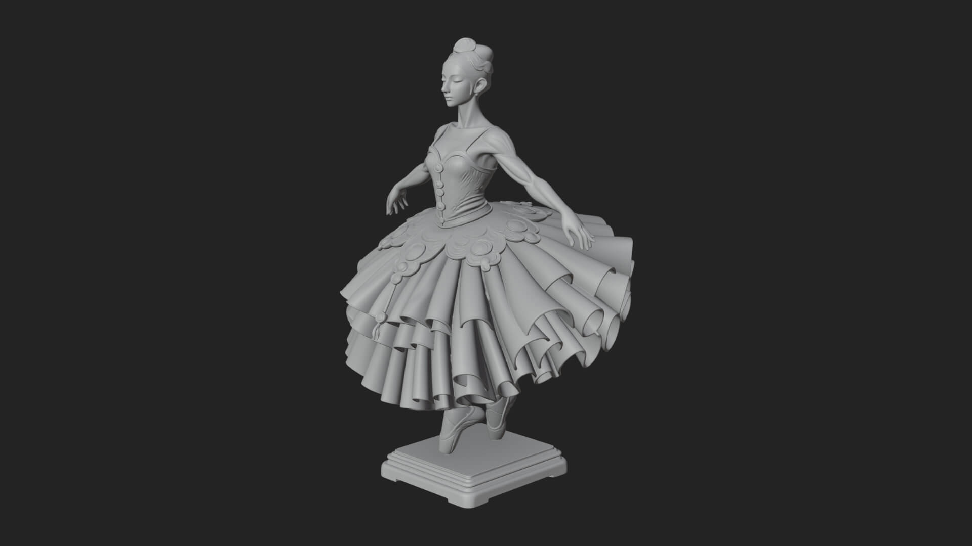 Dancing Ballet Lady Statue Design 7 3D Print Model 3D Model