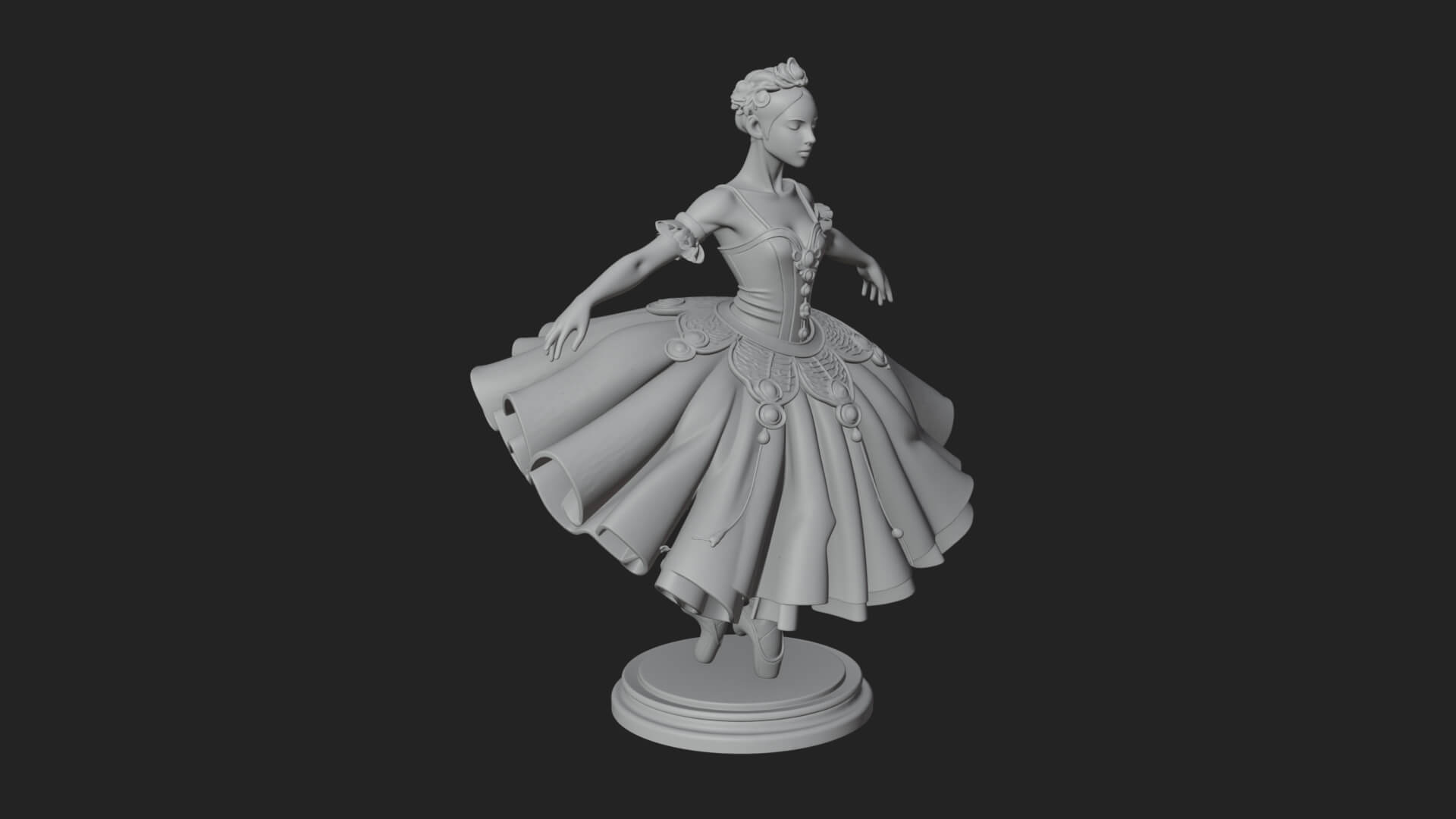 Dancing Ballet Lady Statue Design 8 3D Print Model 3D Model