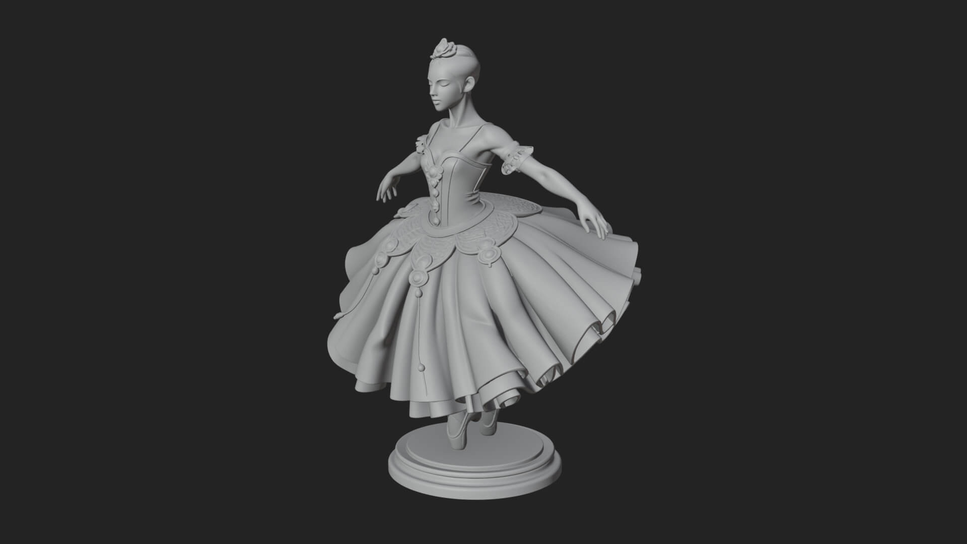 Dancing Ballet Lady Statue Design 8 3D Print Model 3D Model
