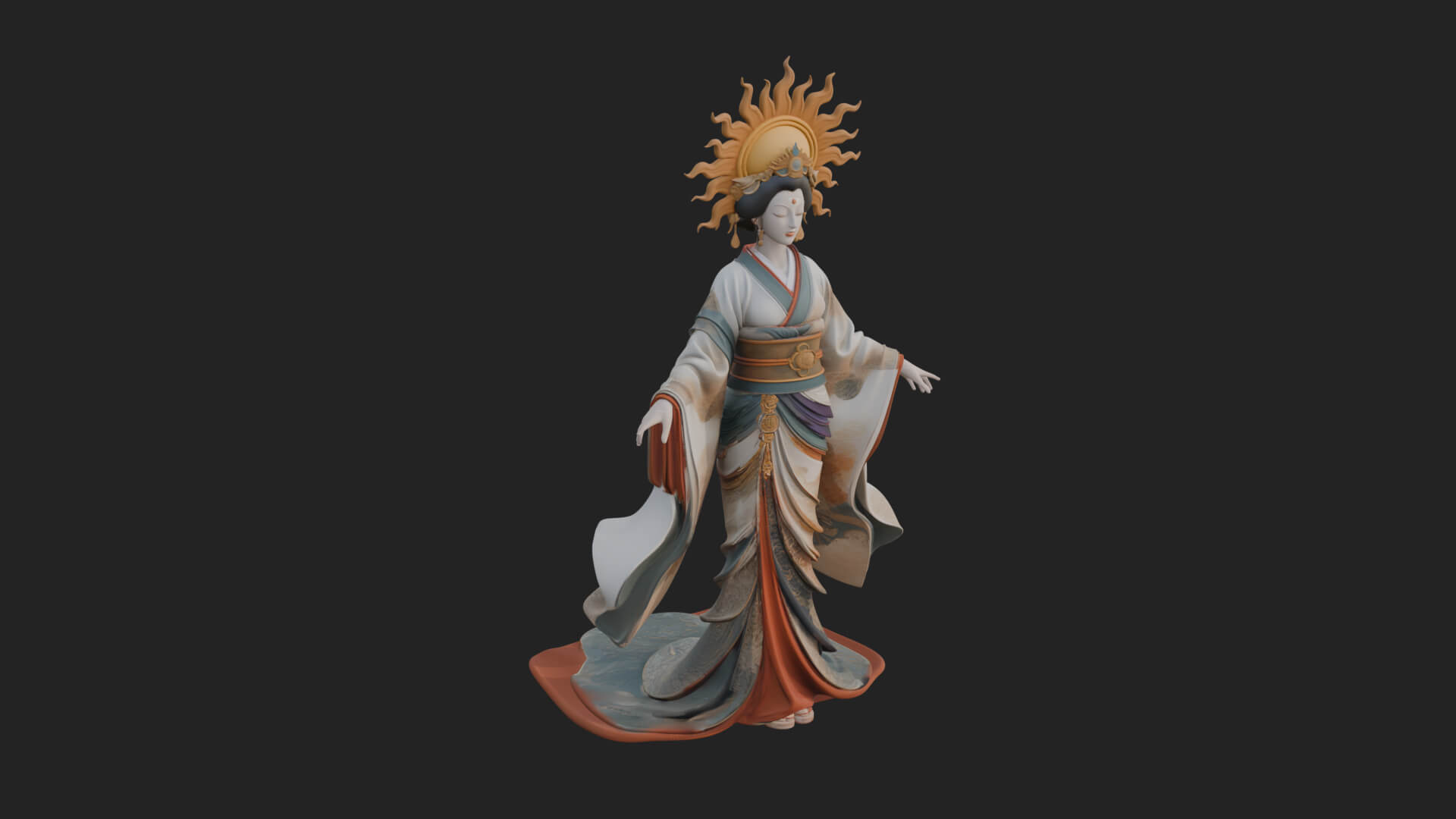 Dancing Celestial Maiden Statue Design 10 3D Print Model 3D Model