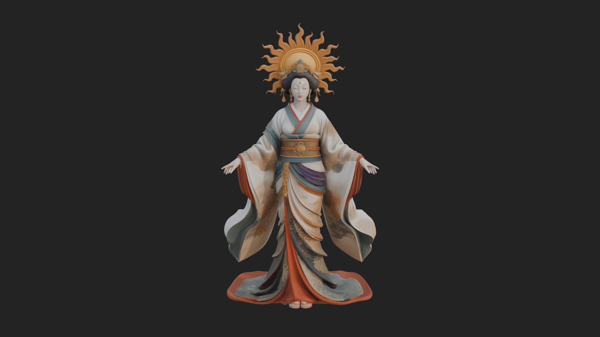Dancing Celestial Maiden Statue Design 10 3D Print Model 3D Model