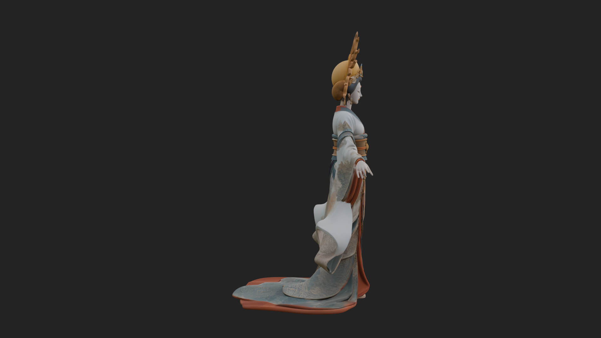 Dancing Celestial Maiden Statue Design 10 3D Print Model 3D Model