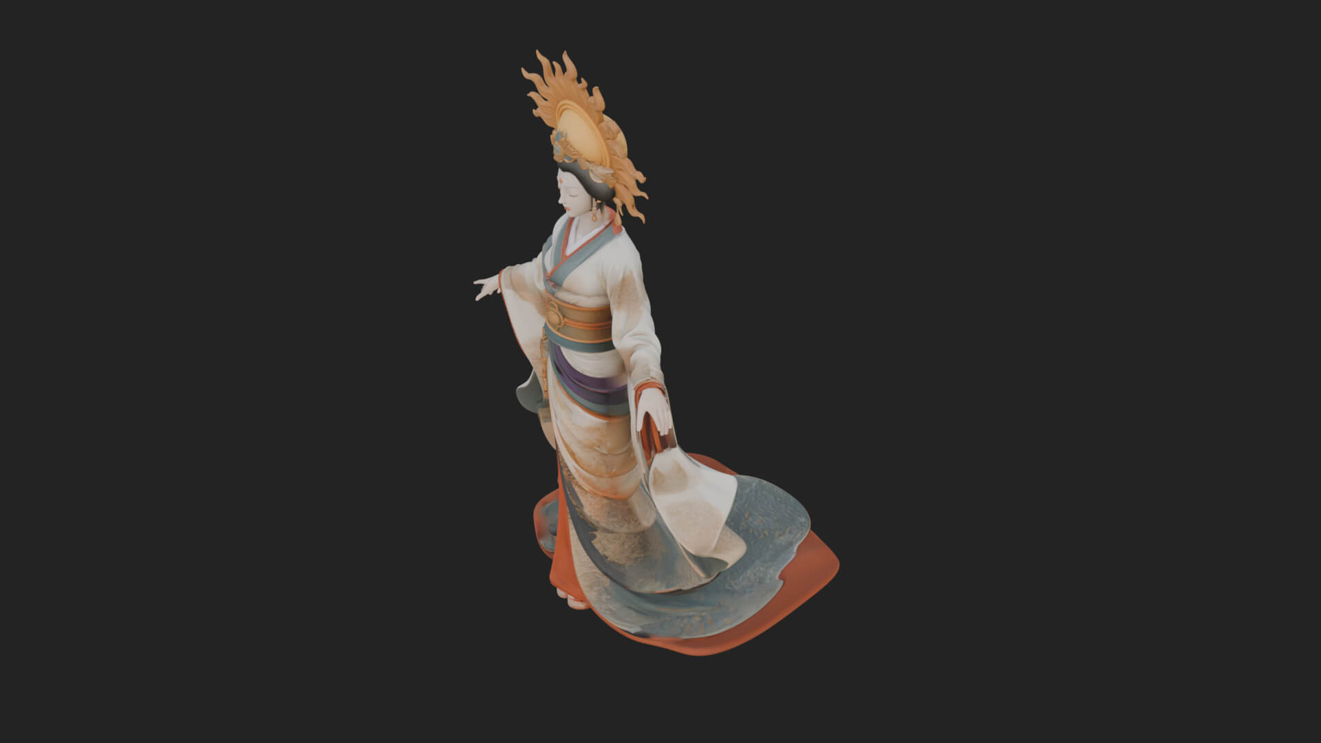 Dancing Celestial Maiden Statue Design 10 3D Print Model 3D Model