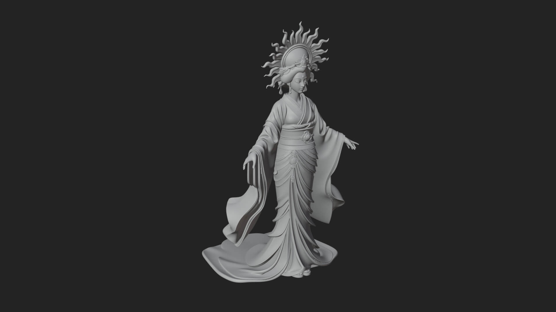 Dancing Celestial Maiden Statue Design 10 3D Print Model 3D Model