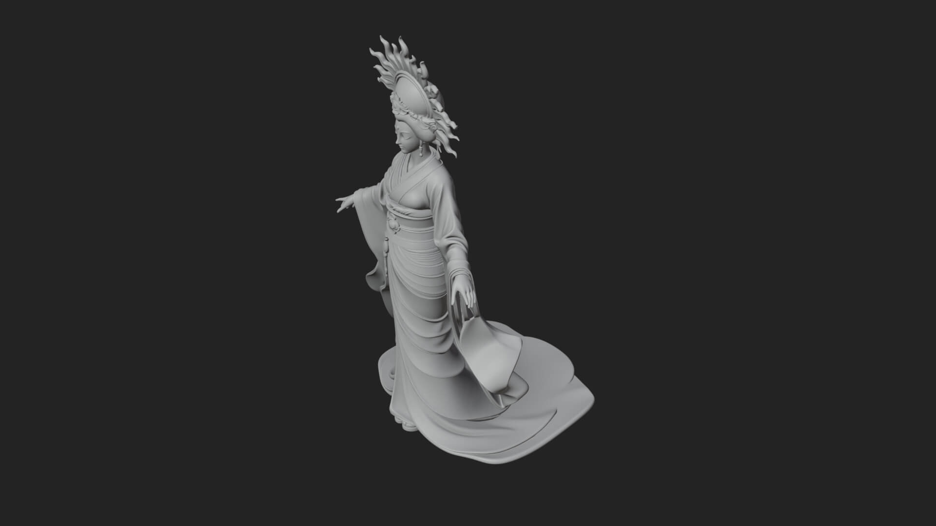 Dancing Celestial Maiden Statue Design 10 3D Print Model 3D Model