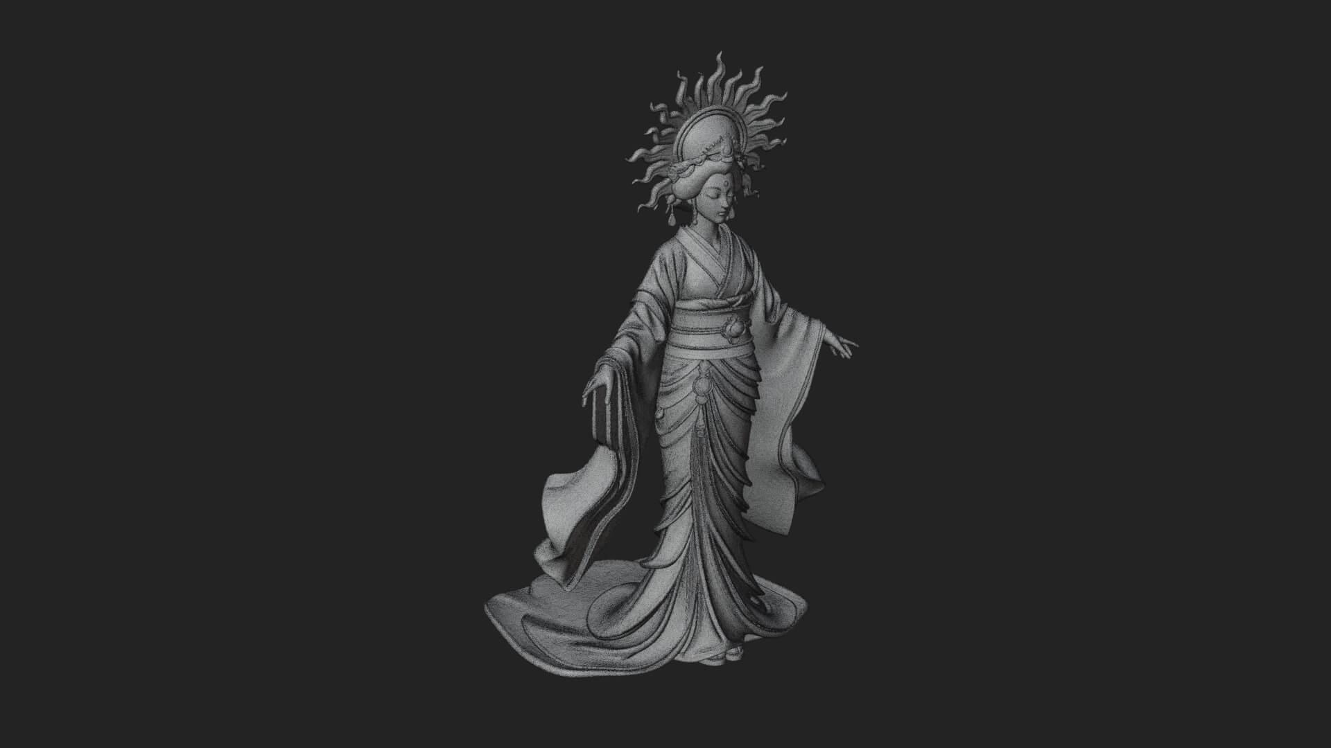 Dancing Celestial Maiden Statue Design 10 3D Print Model 3D Model