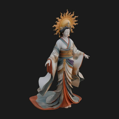 Dancing Celestial Maiden Statue Design 10 3D Print Model