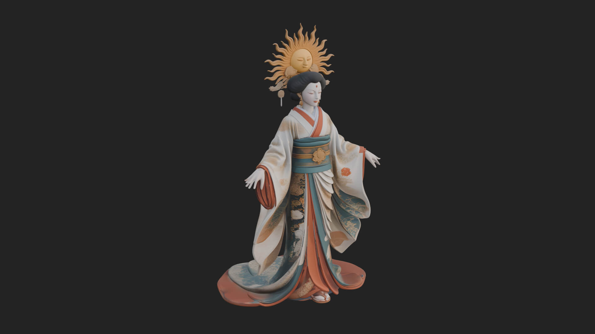 Dancing Celestial Maiden Statue Design 11 3D Print Model 3D Model