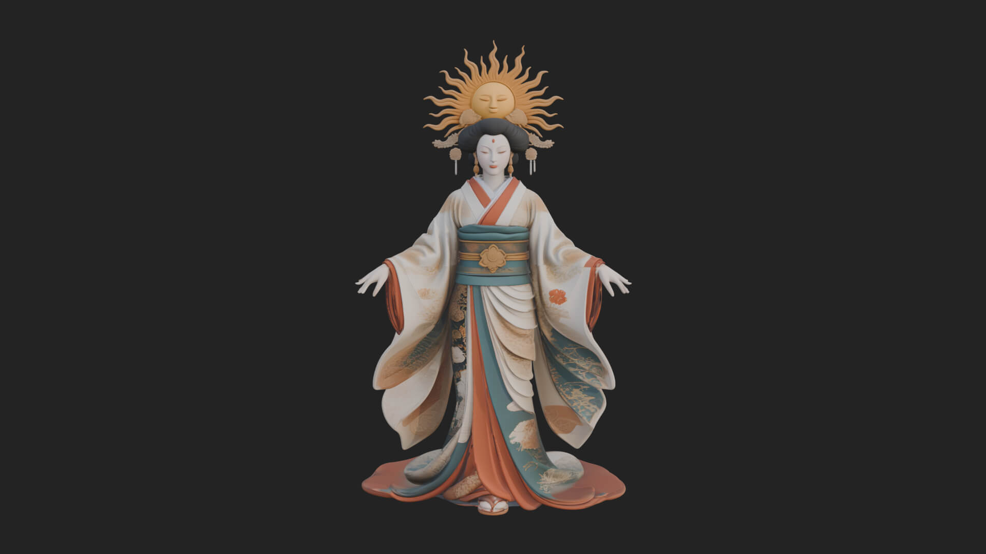 Dancing Celestial Maiden Statue Design 11 3D Print Model 3D Model