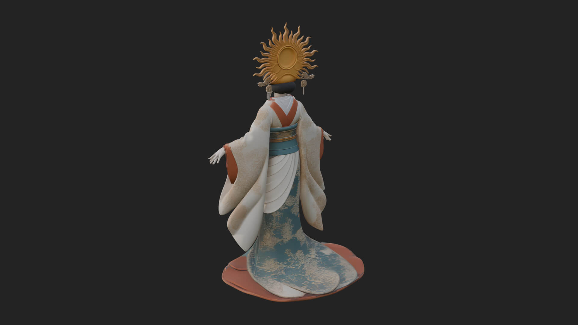 Dancing Celestial Maiden Statue Design 11 3D Print Model 3D Model