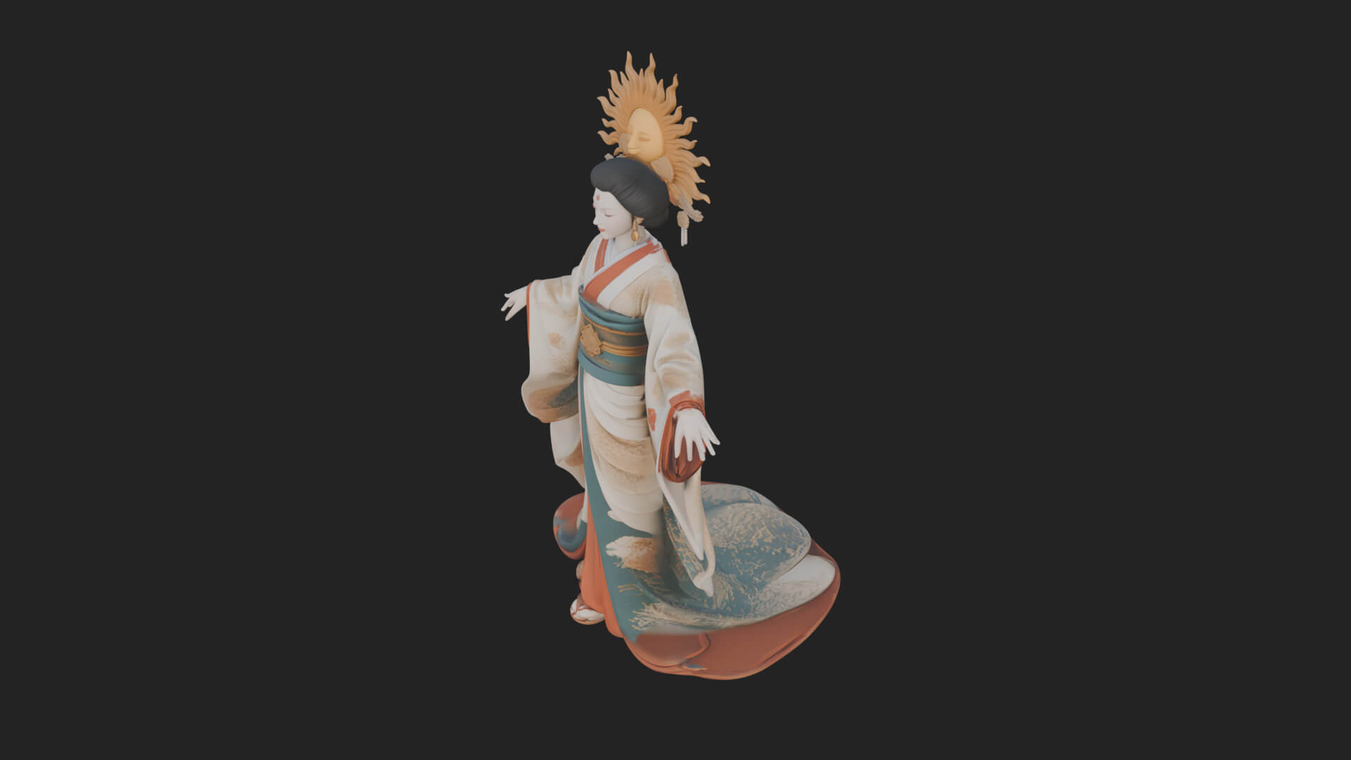 Dancing Celestial Maiden Statue Design 11 3D Print Model 3D Model