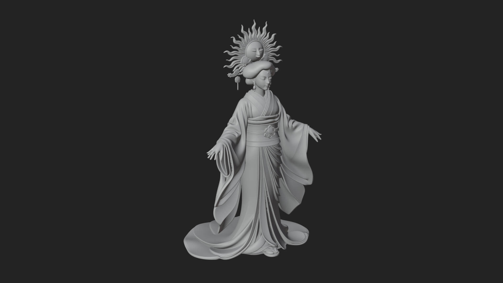 Dancing Celestial Maiden Statue Design 11 3D Print Model 3D Model
