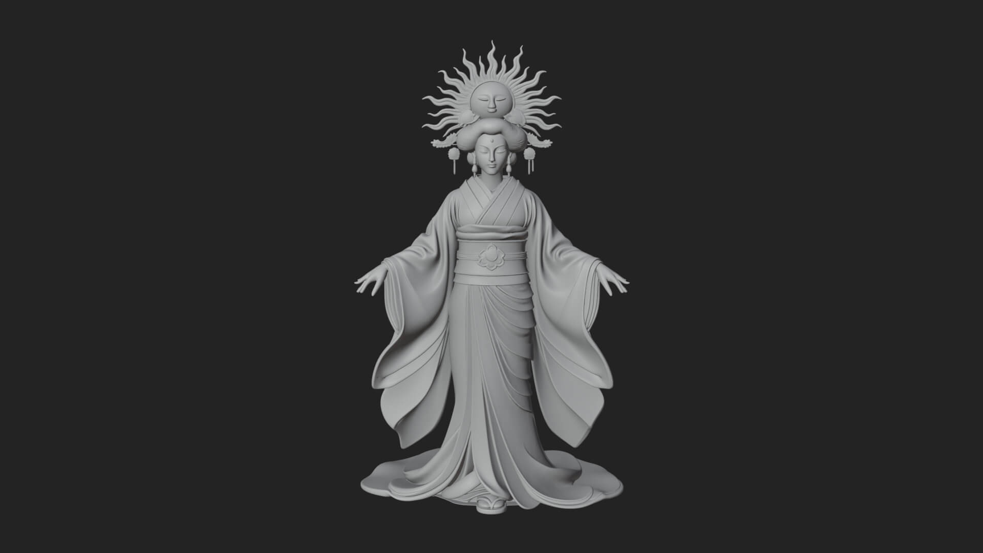 Dancing Celestial Maiden Statue Design 11 3D Print Model 3D Model