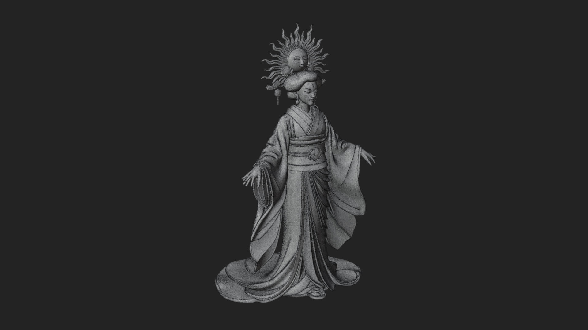 Dancing Celestial Maiden Statue Design 11 3D Print Model 3D Model