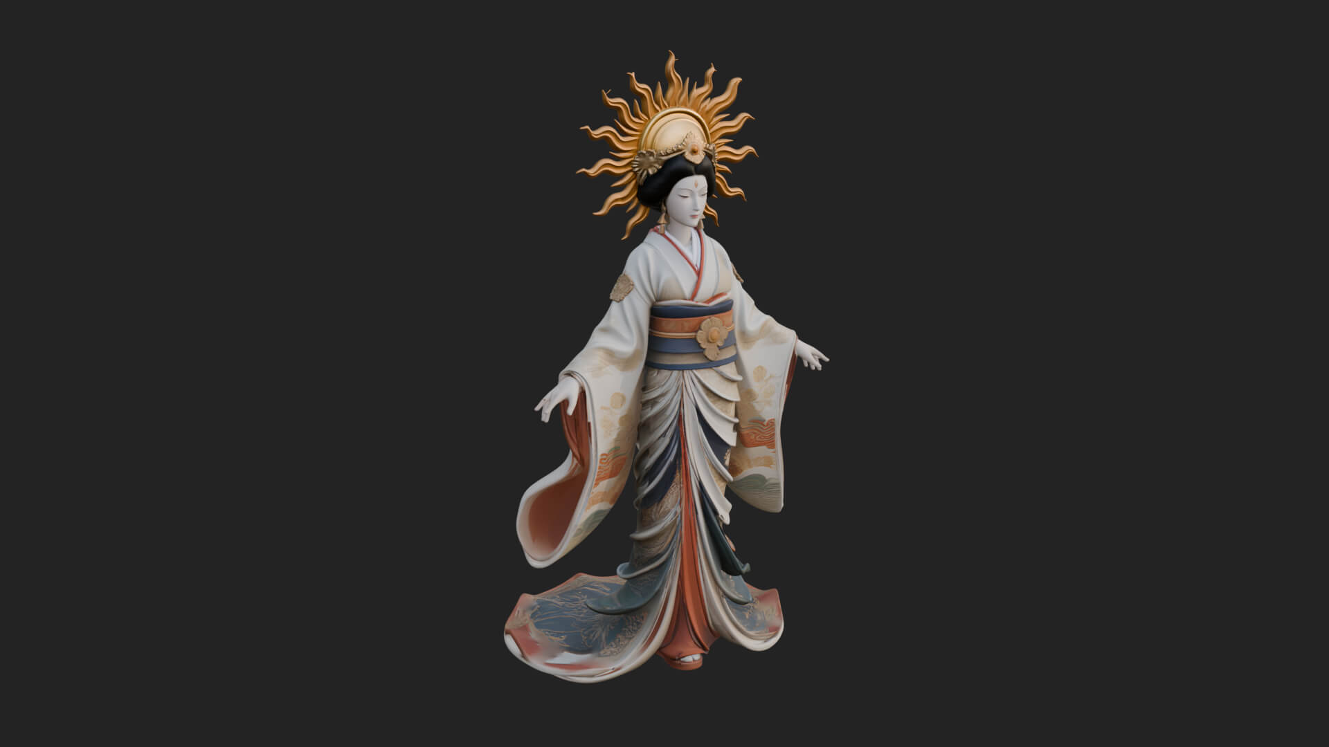 Dancing Celestial Maiden Statue Design 12 3D Print Model 3D Model
