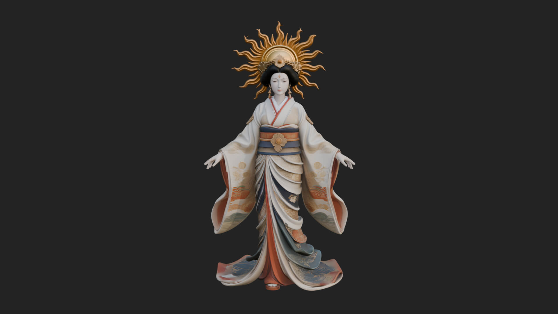 Dancing Celestial Maiden Statue Design 12 3D Print Model 3D Model