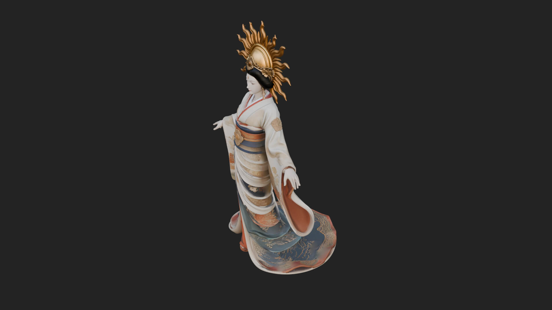 Dancing Celestial Maiden Statue Design 12 3D Print Model 3D Model