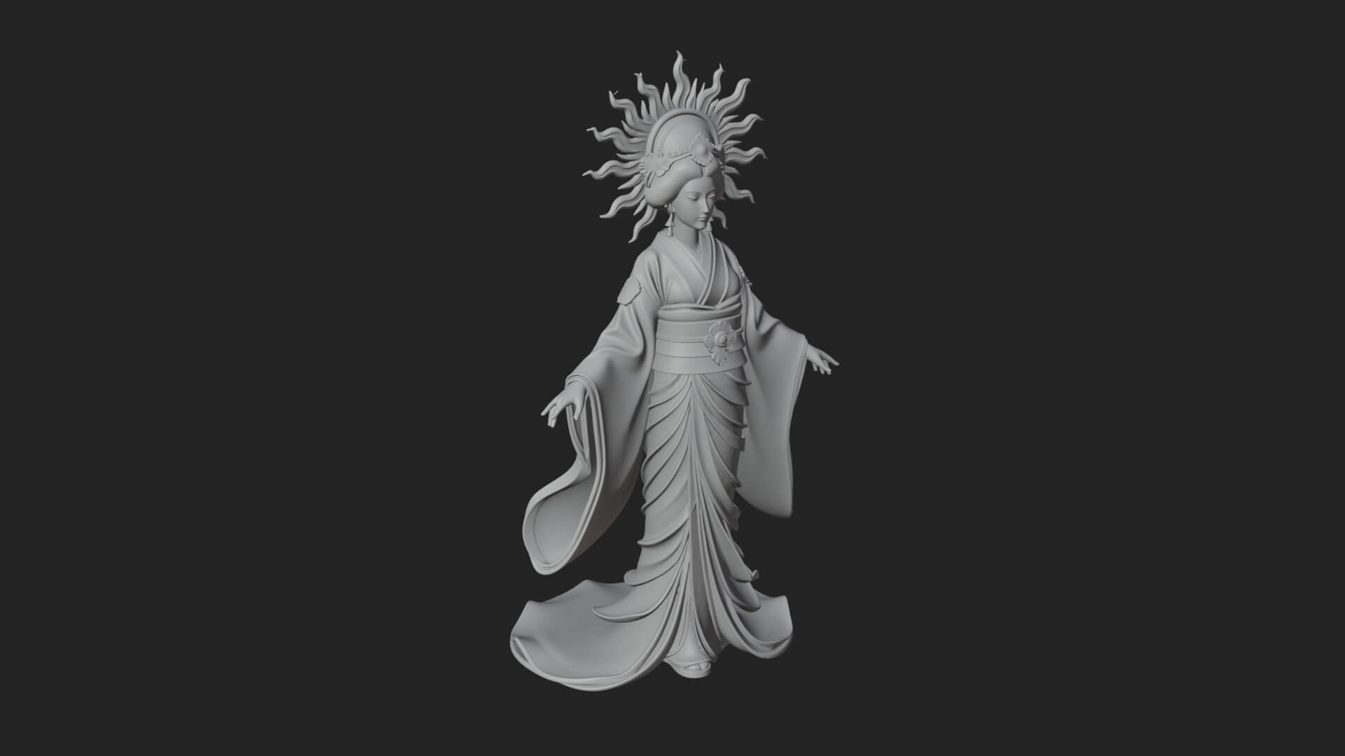 Dancing Celestial Maiden Statue Design 12 3D Print Model 3D Model