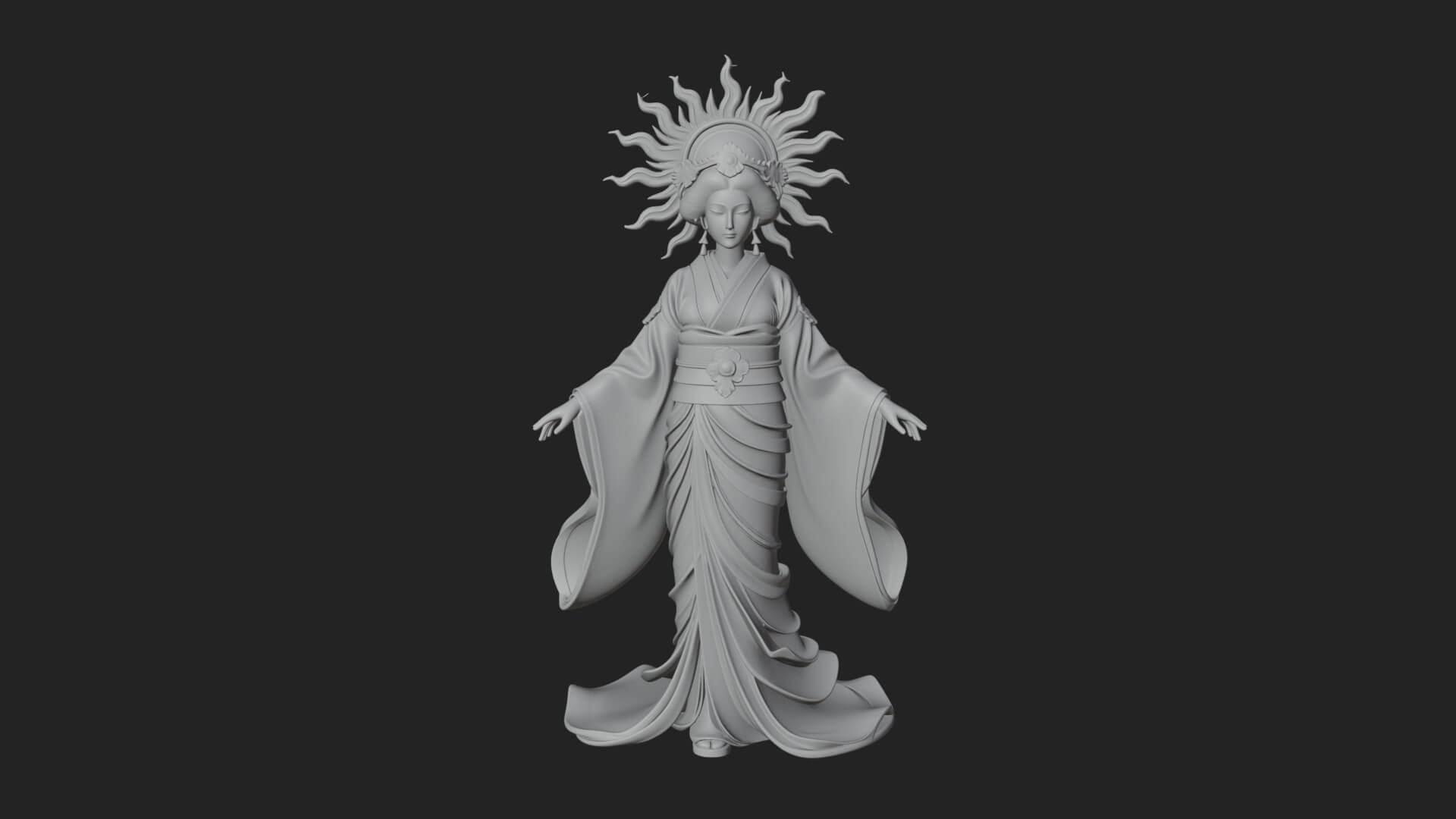 Dancing Celestial Maiden Statue Design 12 3D Print Model 3D Model