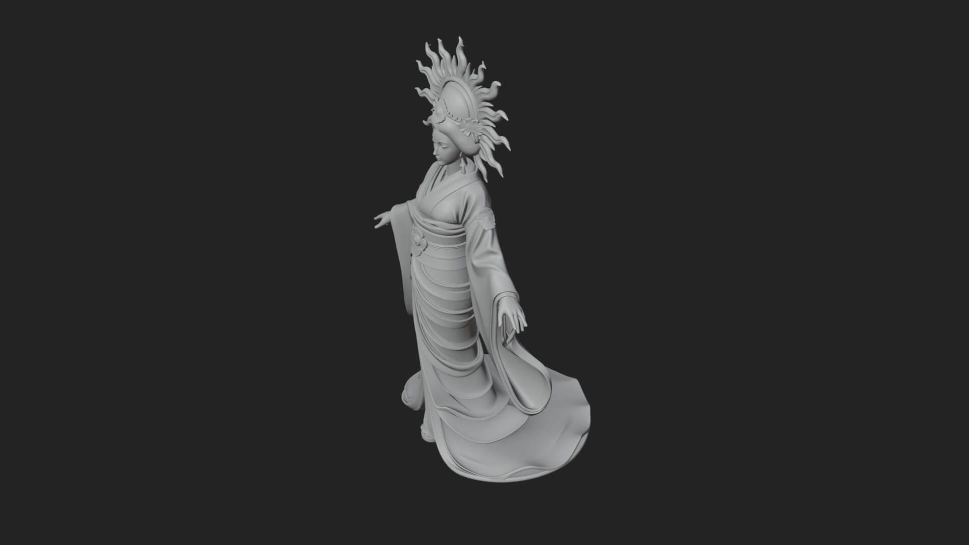 Dancing Celestial Maiden Statue Design 12 3D Print Model 3D Model