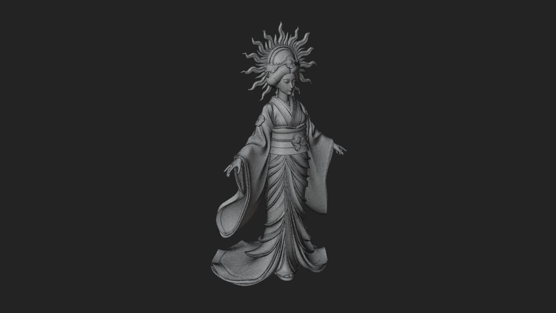 Dancing Celestial Maiden Statue Design 12 3D Print Model 3D Model
