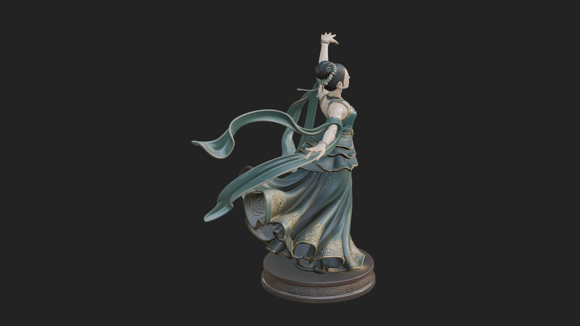 Dancing Celestial Maiden Statue Design 13 3D Print Model 3D Model