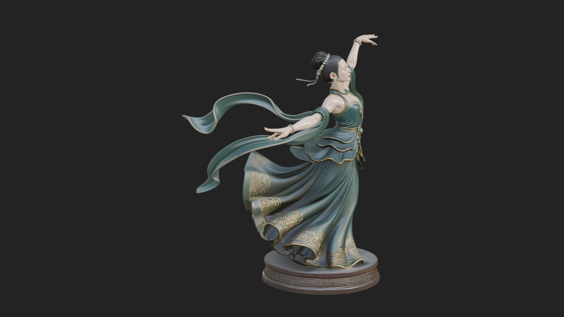 Dancing Celestial Maiden Statue Design 13 3D Print Model 3D Model
