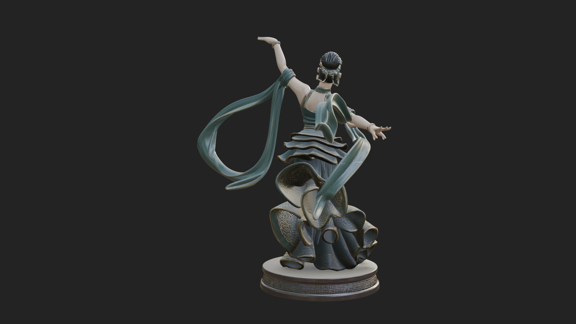 Dancing Celestial Maiden Statue Design 13 3D Print Model 3D Model