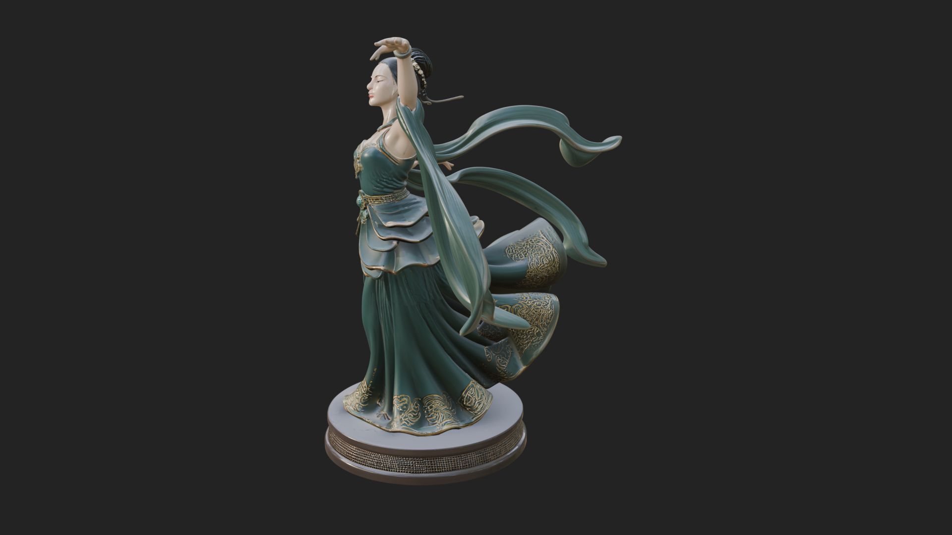 Dancing Celestial Maiden Statue Design 13 3D Print Model 3D Model
