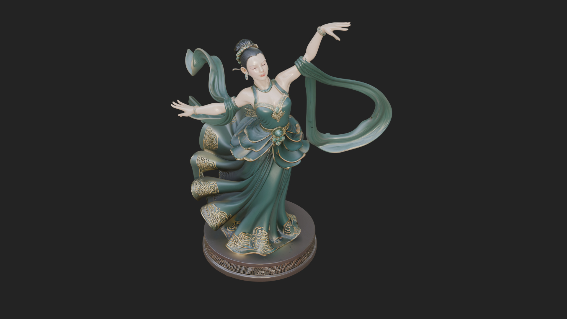 Dancing Celestial Maiden Statue Design 13 3D Print Model 3D Model