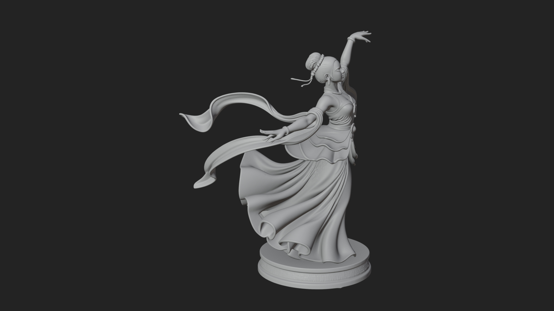 Dancing Celestial Maiden Statue Design 13 3D Print Model 3D Model