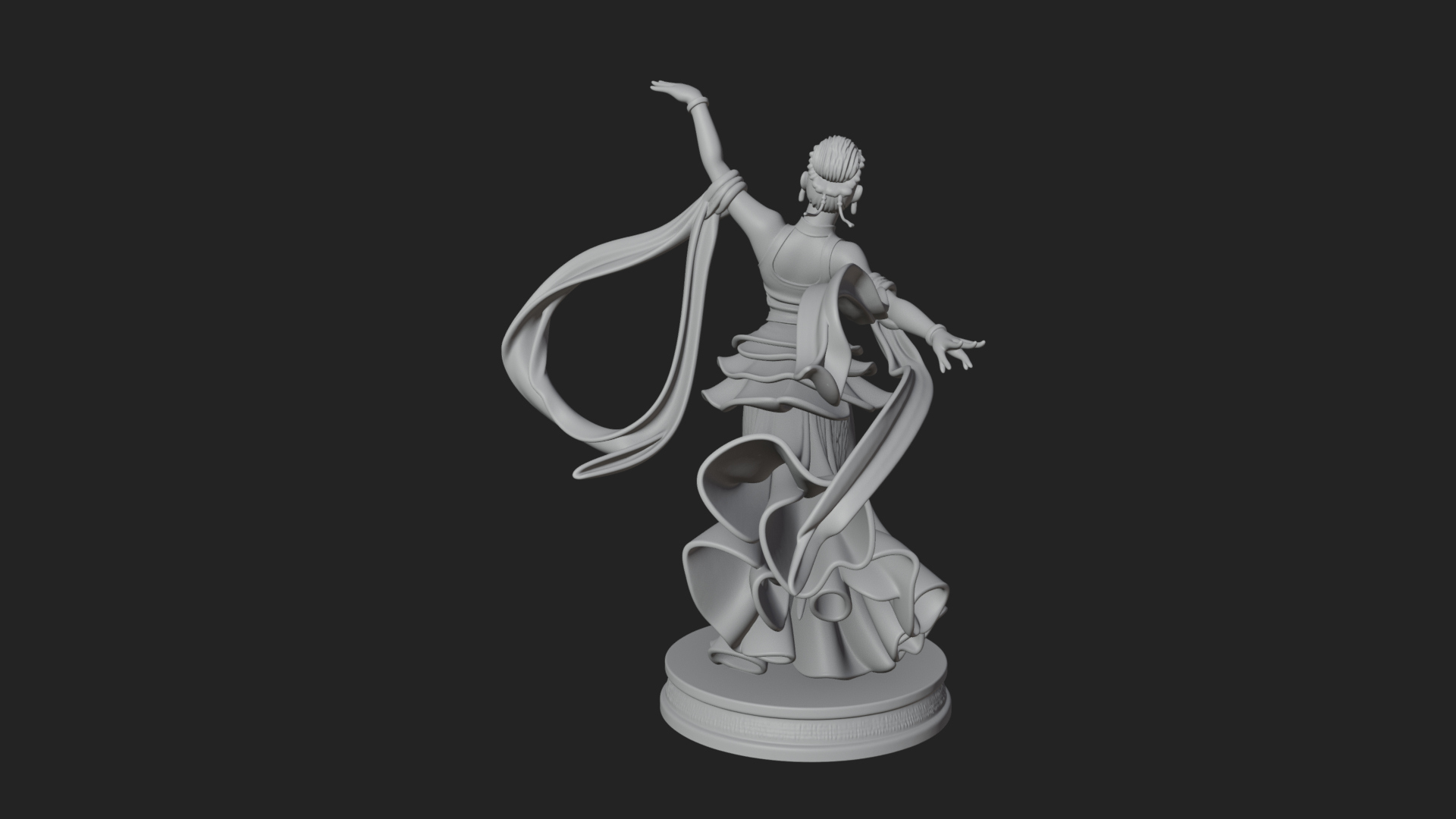 Dancing Celestial Maiden Statue Design 13 3D Print Model 3D Model