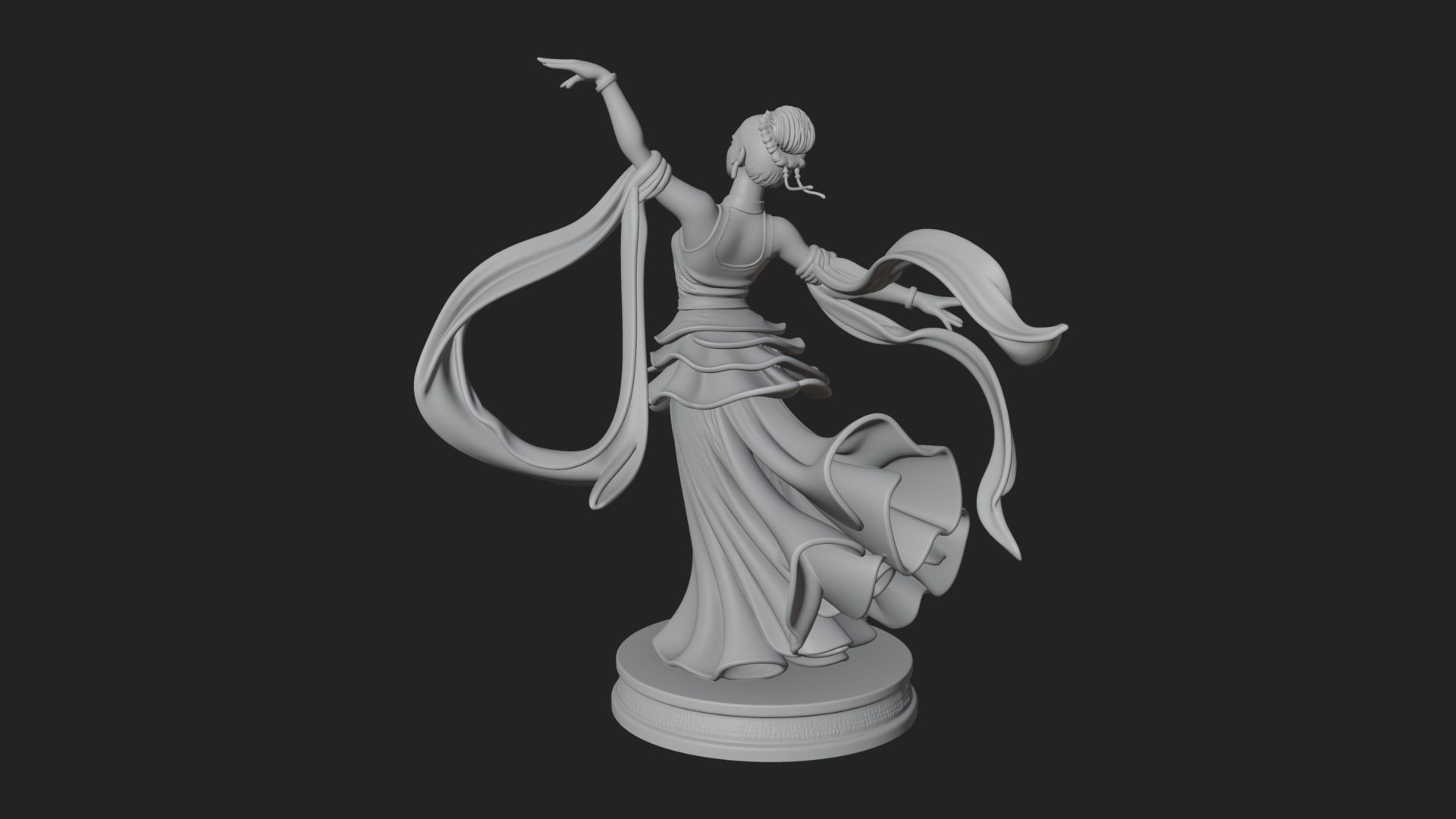 Dancing Celestial Maiden Statue Design 13 3D Print Model 3D Model