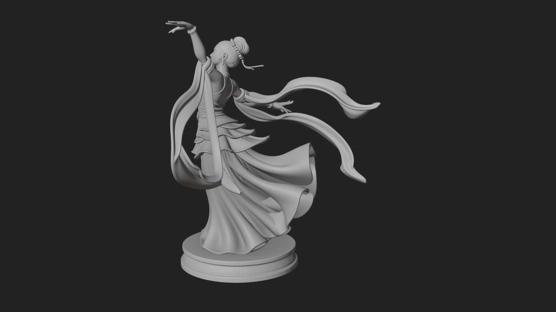 Dancing Celestial Maiden Statue Design 13 3D Print Model 3D Model