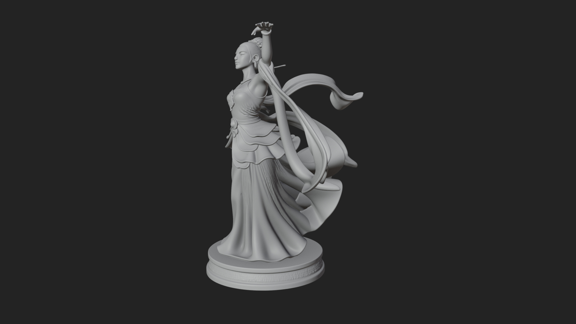 Dancing Celestial Maiden Statue Design 13 3D Print Model 3D Model