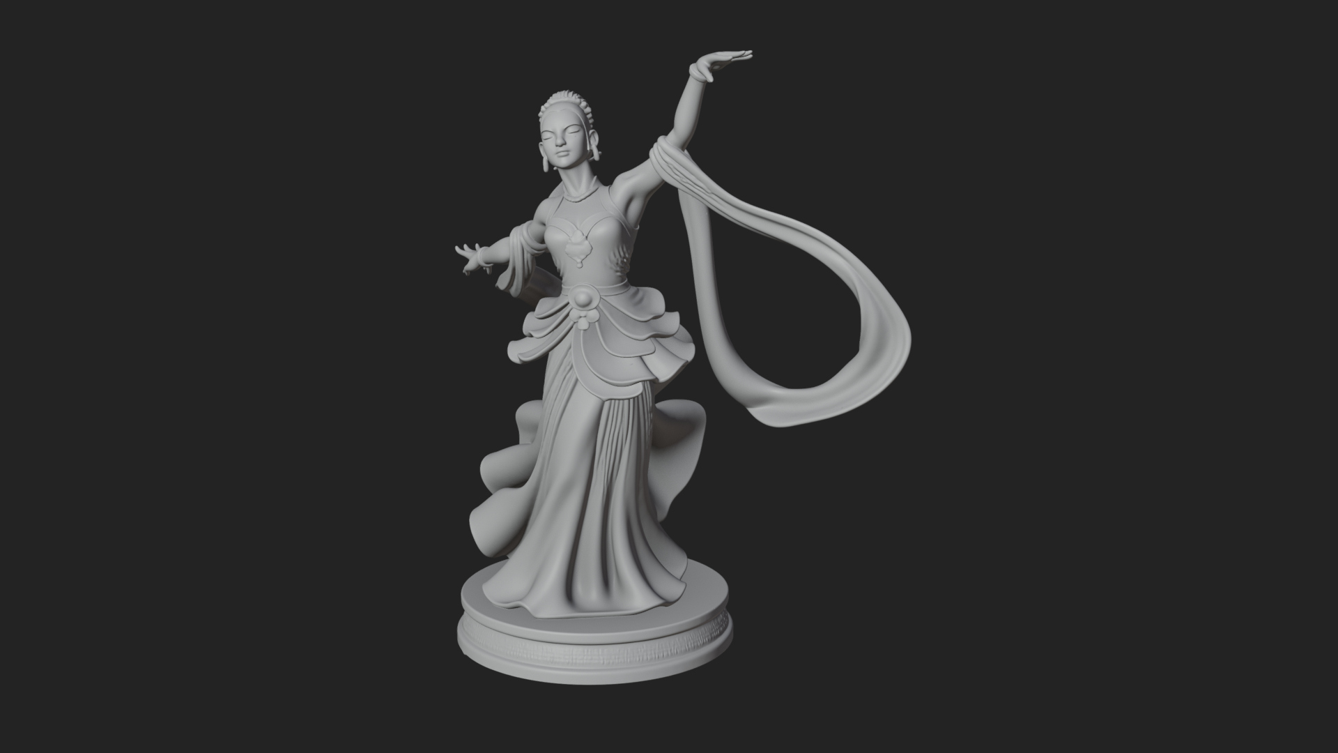 Dancing Celestial Maiden Statue Design 13 3D Print Model 3D Model