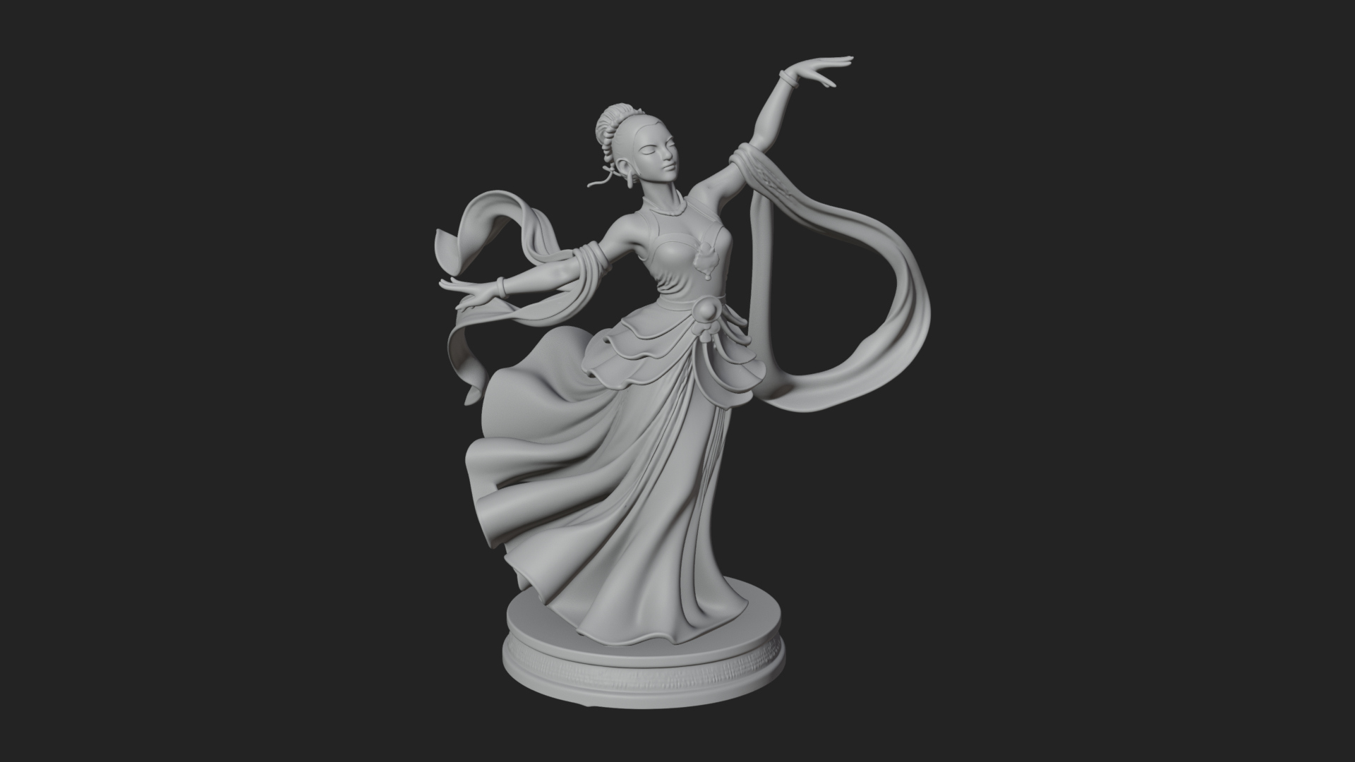 Dancing Celestial Maiden Statue Design 13 3D Print Model 3D Model