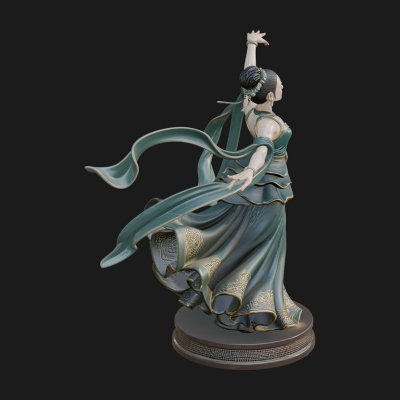 Dancing Celestial Maiden Statue Design 13 3D Print Model