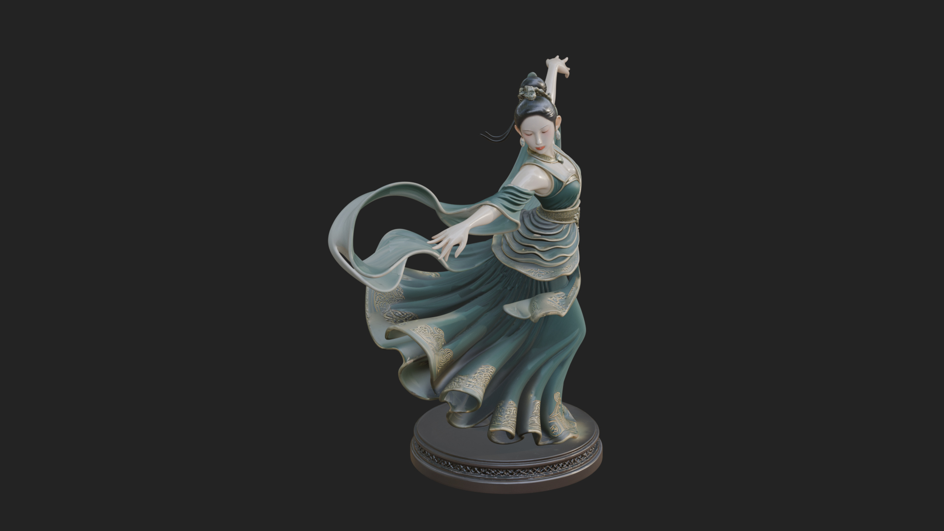 Dancing Celestial Maiden Statue Design 14 3D Print Model 3D Model