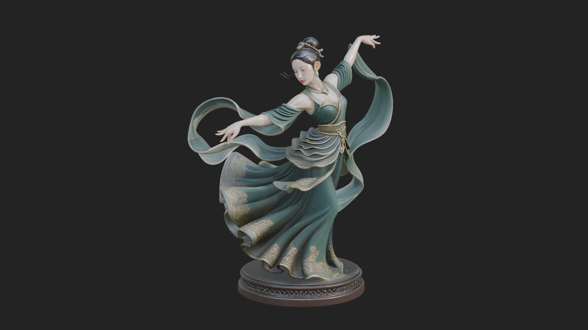 Dancing Celestial Maiden Statue Design 14 3D Print Model 3D Model