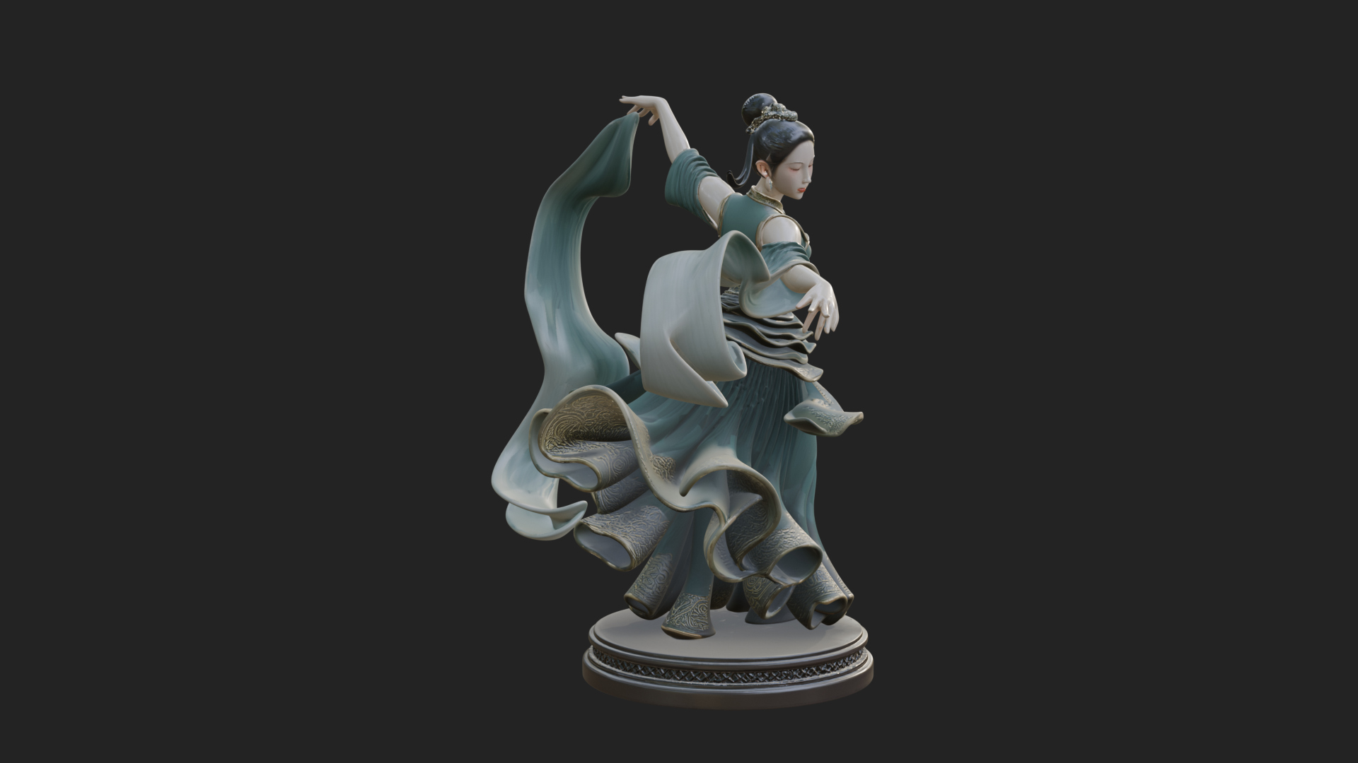 Dancing Celestial Maiden Statue Design 14 3D Print Model 3D Model