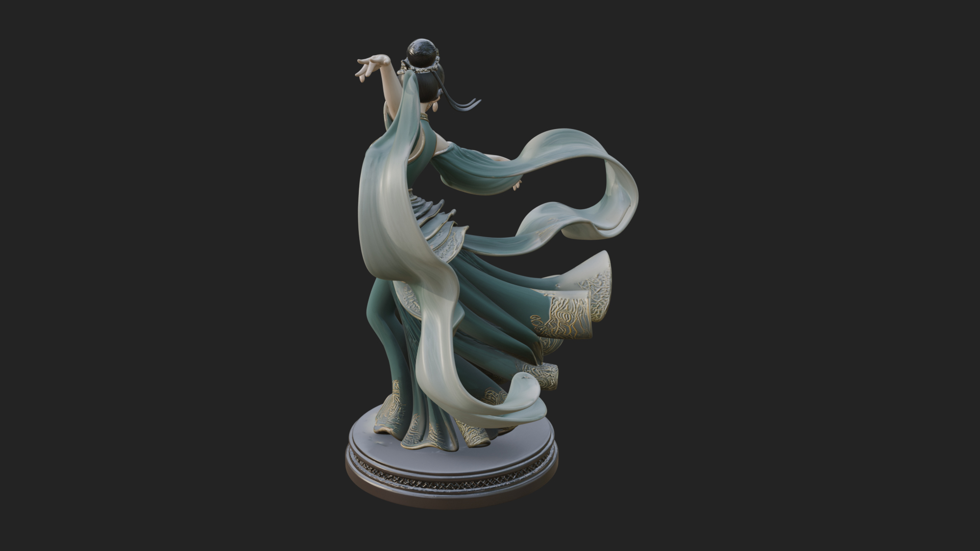 Dancing Celestial Maiden Statue Design 14 3D Print Model 3D Model