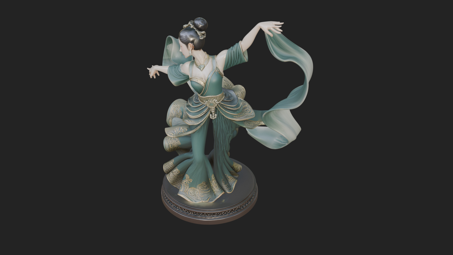 Dancing Celestial Maiden Statue Design 14 3D Print Model 3D Model