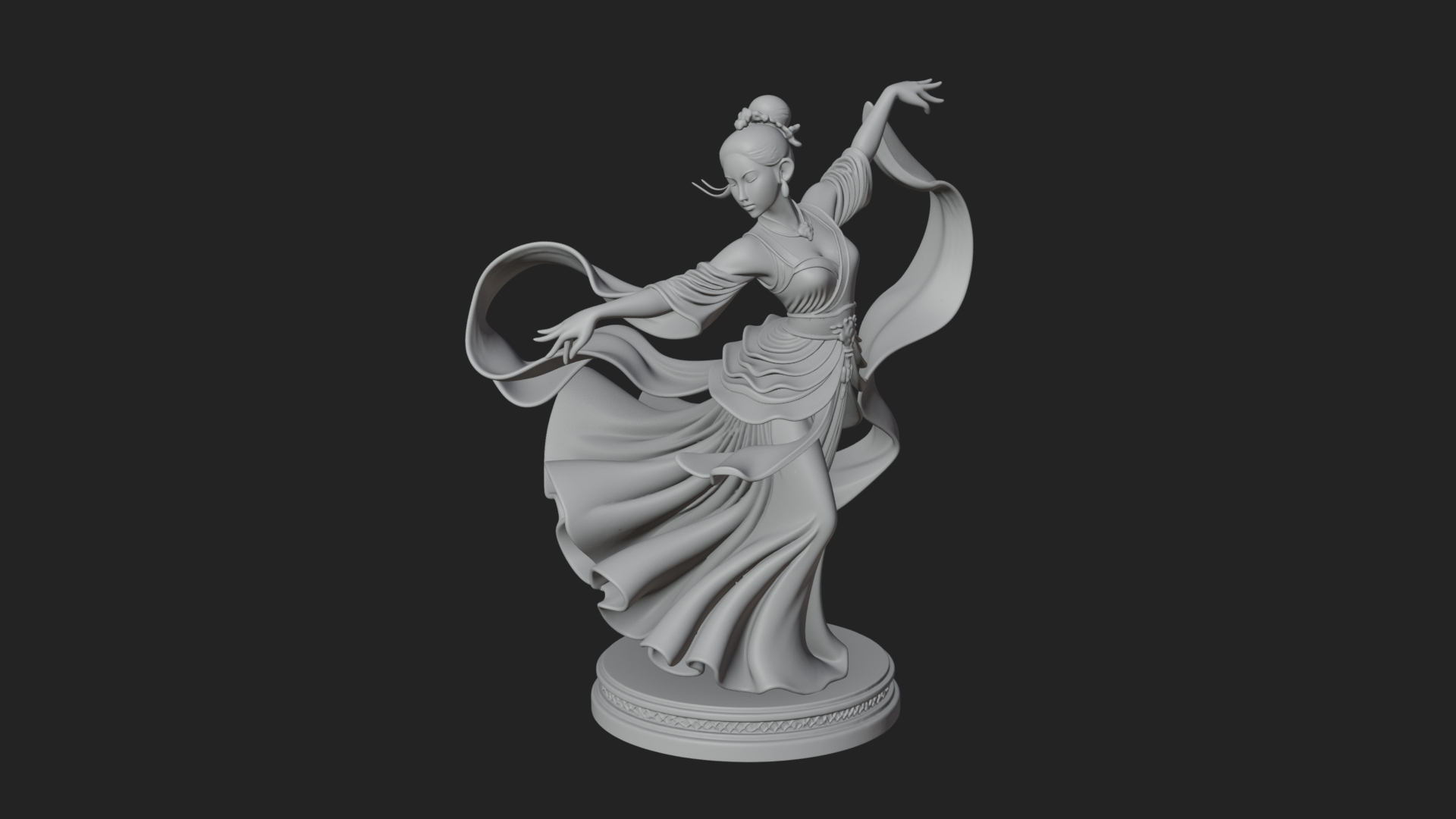Dancing Celestial Maiden Statue Design 14 3D Print Model 3D Model