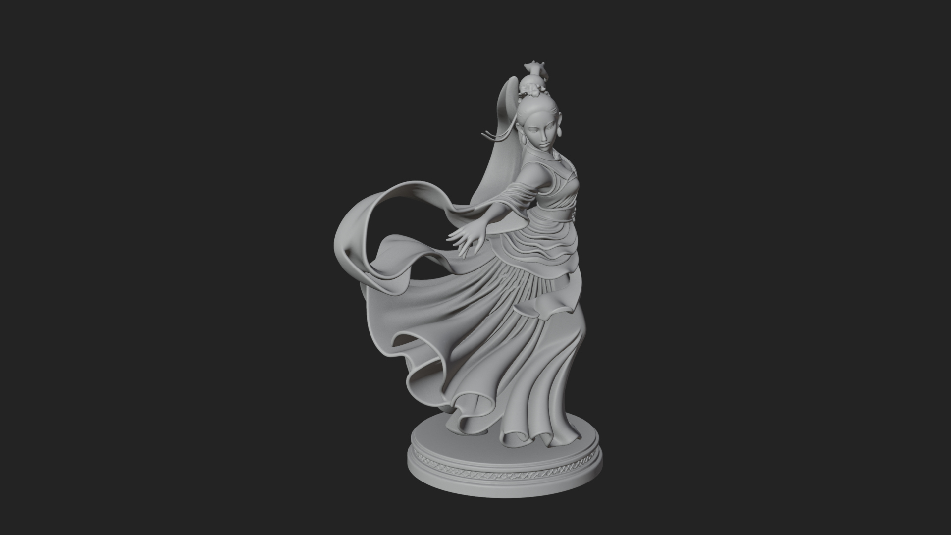 Dancing Celestial Maiden Statue Design 14 3D Print Model 3D Model