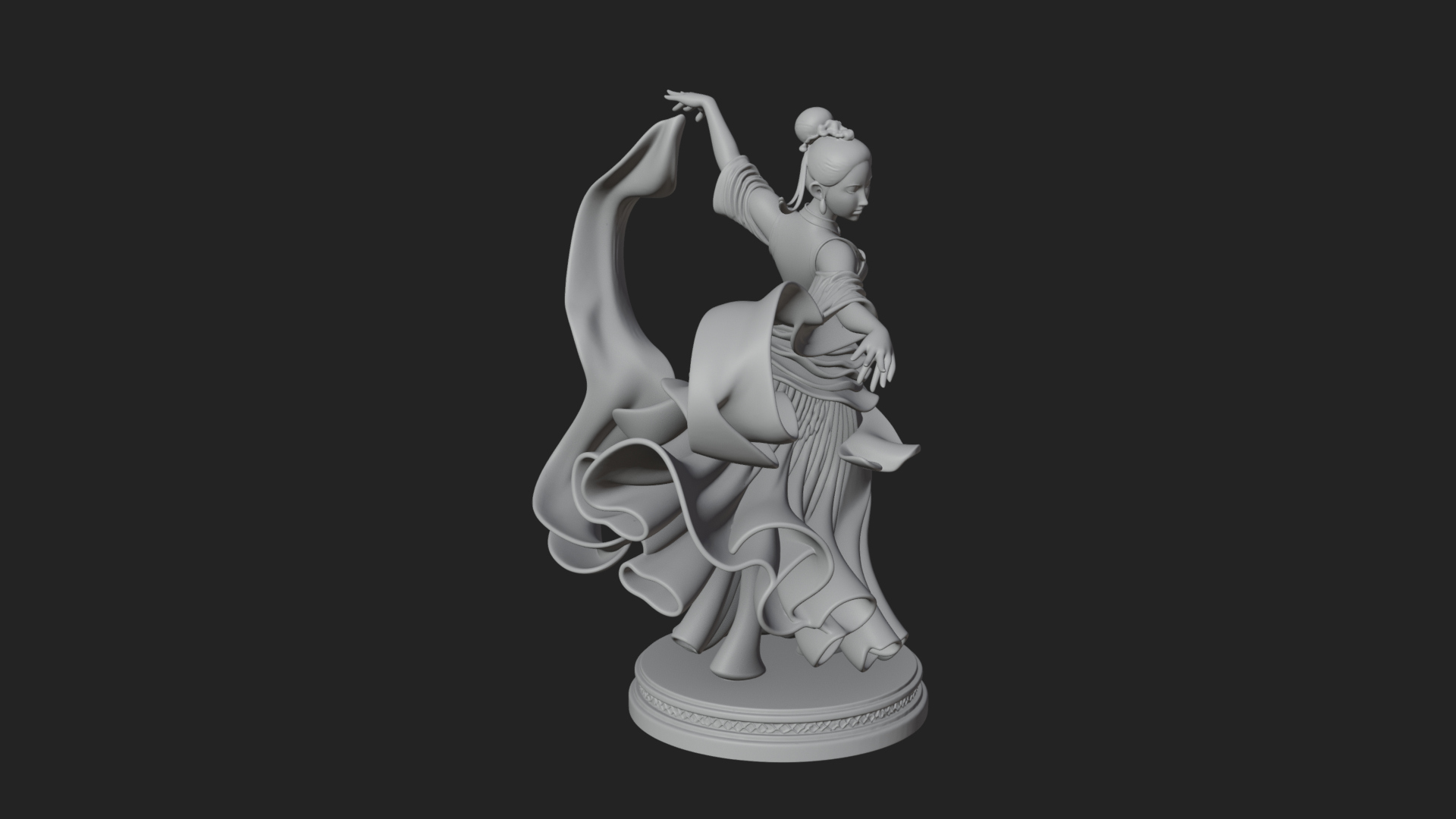 Dancing Celestial Maiden Statue Design 14 3D Print Model 3D Model
